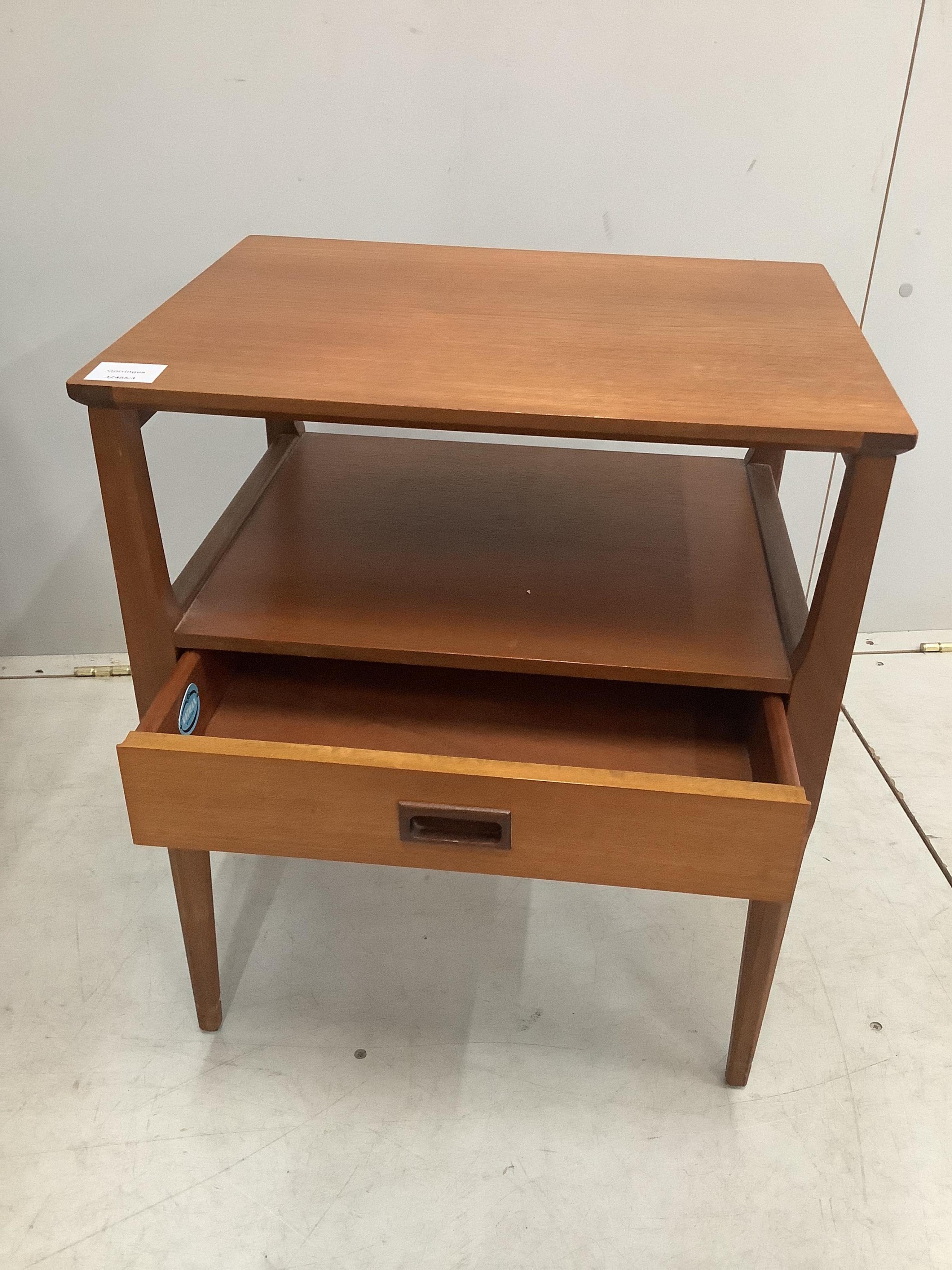 A pair of Nathan teak bedside tables, width 48cm, depth 38cm, height 56cm